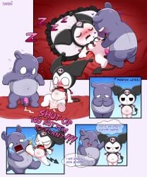 accidental_impregnation baashi cumflation impregnation kicking kuromi onegai_my_melody pregnant pregnant_female