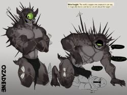 1_eye armor bottomwear clothing dungeons_and_dragons erection hasbro headgear helmet hi_res humanoid loincloth male monster monstrous_humanoid muscular muscular_male nothic ozadene solo teeth wizards_of_the_coast