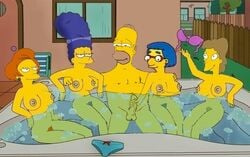 edna_krabappel female helen_lovejoy homer_simpson human luann_van_houten male marge_simpson straight swingers tagme the_simpsons