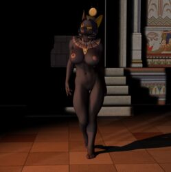 3d animun anthro anubian_jackal big_breasts black_hair breasts canine deity egyptian female goddess hair jackal looking_at_viewer milf mother navel nipples nude pussy red_eyes red_toenails vic34677 wide_hips