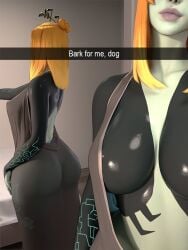 1girls 3d alternate_ass_size alternate_body_type alternate_breast_size big_ass big_breasts blue_skin curvaceous curvy curvy_female dat_ass female female_only midna orange_hair popogori selfie snapchat text the_legend_of_zelda twili_midna twilight_princess two_tone_skin voluptuous