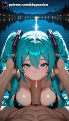 1boy 1girls 2025 2girls :>= ai_assisted ai_generated anime aqua_eyes aqua_hair aqua_nails artist_name big_breasts big_chest big_penis bikini bj blowjob blowjob_face blush breast breasts bust busty chest cock dark-skinned_male dark_skin dick explicit fellatio female hatsune_miku heart hi_res high_quality high_resolution highres large_breasts licking long_hair looking_at_viewer male multiple_girls night night_sky oral oral_sex outdoors patreon patreon_username penis pov sky skypassion stable_diffusion star_(sky) starry_sky straight sucking swimsuit twintails uncensored veins very_long_hair vocaloid watermark
