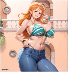 ai_generated bikini clothing female female_only nami_(one_piece) one_piece yametastudio