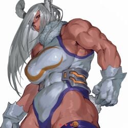 1girls 2023 animal_ears artist_name bare_shoulders big_breasts breasts bunny_ears bunny_tail clothing curvy dark-skinned_female dark_skin eyelashes female female_focus female_only fur_collar gloves glowing_eyes grey_hair highleg highres hips human ibuo large_breasts legwear leotard long_hair looking_at_viewer looking_down low-angle_view miruko muscular muscular_female my_hero_academia pinup red_eyes revealing_clothes rumi_usagiyama shiny_skin simple_background skimpy sleeveless solo solo_female stockings tail thighhighs turtleneck voluptuous watermark white_background wide_hips