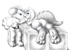 anthro ass clothed clothed/nude clothed_female clothing corpse death duo eevee female female_death fur generation_1_pokemon generation_5_pokemon genitals hermesk hi_res minccino nintendo nude open_mouth pawpads paws pokemon pokemon_(species) pussy snuff tail white_body white_fur