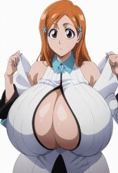 1girls ai_generated big_breasts bleach breasts cleavage ebisu-frr female huge_breasts inoue_orihime inoue_orihime light-skinned_female light_skin