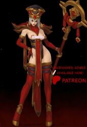 1girls blizzard_entertainment female female_only human human_(world_of_warcraft) light-skinned_female light_skin redwhisake sally_whitemane solo thighhighs warcraft white_hair world_of_warcraft