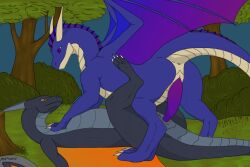 2_horns anal anal_sex animal_genitalia anonymous_artist anus black_body black_scales blue_body blue_scales claws detailed_background digital_drawing_(artwork) digital_media_(artwork) dragon duo european_mythology female female_penetrated feral feral_on_feral feral_penetrated feral_penetrating feral_penetrating_feral from_front_position genital_slit genitals horn lying male male/female male_penetrating male_penetrating_female membrane_(anatomy) membranous_wings missionary_position mythological_creature mythological_scalie mythology on_back outside outside_sex penetration penis rygel_(rygeldragon2026) scales scalie sex slit_penis tail_anus tapering_penis toe_claws vulva western_dragon wings wyvern