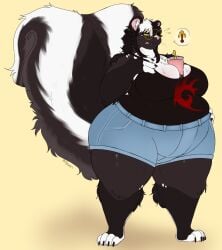 bbw big_breasts breasts cleavage female furry huge_breasts kibblesyourbits overweight skunk skunk_ears skunk_girl skunk_tail tagme thick_thighs wide_hips