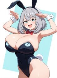 bunnysuit huge_breasts perfect_body smirk teasing