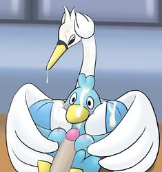 avian breasts cum cum_covered ducklett female human interspecies male messy ole paizuri penis pokemon pokephilia straight swanna unknown_artist