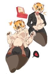 big_breasts breasts chubby feline female furry huge_breasts mx99926 slightly_chubby thick_thighs tiger tiger_girl wide_hips