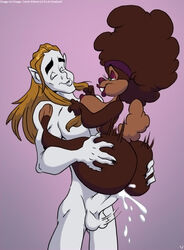 1girls afro anthro ass balls big_ass big_breasts breasts brown_hair carrie_wabeet closed_eyes cum cum_in_pussy cum_inside elf erection female green_eyes hair happy happy_sex lagomorph long_hair male mammal nipples nude orgasm penetration penis rabbit sex slb smile vaginal_penetration