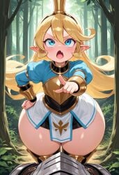 ai_generated akumai blonde_female blonde_hair charlotta_fenia cute elf elf_ears granblue_fantasy imminent_rape imminent_sex thick_thighs