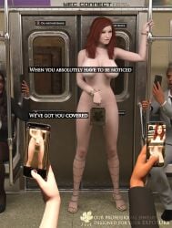 3d 3d_(artwork) advertising camera cameras crowd crowd_watching dazdardly exhibitionism exhibitionist female naked naked_female phones train train_interior