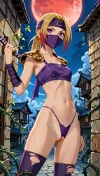 ai_generated before_anal before_oral before_rape before_sex before_vaginal blonde_female blonde_hair blonde_hair_female kunoichi kunoichi_nina legs legwear ninja ninja_girl original_character panties pose posing purple_eyes purple_outfit purple_panties purple_shoes purple_thong pussy terror139 thighhighs thighs thong white_skin