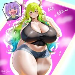 big_ass big_breasts big_butt big_titties breasts clothing curvaceous curvaceous_female curvaceous_figure curvy curvy_figure curvy_hips female female_only looking_at_viewer lucoa lucoa_(maidragon) miss_kobayashi's_dragon_maid mrtn_sensei multicolored_hair rubber