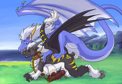 1boy 1futa anal anal_sex anthro artist balls breasts closed_eyes cum cum_inside cuntboy cuntboy_sans_balls diphallia diphallism doggy_style dragon from_behind futanari herm hermaphrodite intersex male maleherm multi_breast multi_genitalia multi_penis open_mouth penetration penis pussy saliva sex unknown_artist wings