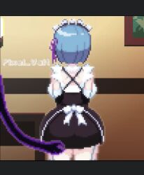 1girls 2d angry_face animated ass big_ass big_breasts big_nipples big_thighs blue_eyes blue_hair blush bouncing_ass bouncing_breasts breasts curvy female female_focus female_only ghost_hands girl hair_ornament huge_ass huge_breasts huge_butt jiggle looking_at_viewer maid maid_uniform nipples no_panties pixel_animation pixel_art pixel_vait pov pussy re:zero_kara_hajimeru_isekai_seikatsu rem_(re:zero) shiny_breasts short_hair shorter_than_10_seconds skirt skirt_lift surprised tagme uncensored vertical_video video