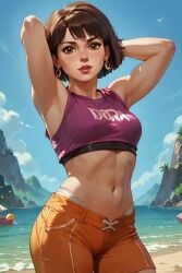 ai_generated brown_hair crop_top dora_the_explorer short_hair shorts