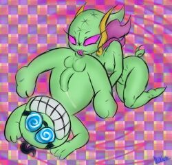 analingus anus arms_above_head balls beanish digital_drawing_(artwork) duo duo_focus duxeite ears_back eyelashes fan_character fangs fawful feet female femengumisi glasses green_body green_skin horn humanoid humanoid_female humanoid_male humanoid_only hypnotic_eyes legs_apart licking licking_anus licking_ass looking_at_partner male mario_(series) mario_and_luigi_(series) monster_girl nintendo nipples original penis pink_eyes rimming shaft signature simple_background spread_legs stomach tail teeth tongue tongue_out