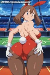 1girls ai_generated aindroidparanoid big_ass big_breasts bunny_ears bunnysuit casino gloves hot0 may_(pokemon) pokemon