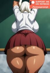 ai_generated anime ass ass_focus back back_view big_ass boku_no_hero_academia breasts_bigger_than_head bunny_ears classroom dark-skinned_female dark_skin fantasyprompt female female_only gigantic_breasts huge_ass huge_breasts long_hair mirko miruko my_hero_academia narrow_waist red_skirt revealing_clothes rumi_usagiyama school_uniform schoolgirl shirt short_skirt skirt suggestive tanned tanned_female tanned_skin thick_ass thick_thighs tight_clothing tight_fit white_hair white_shirt wide_hips