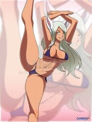 1girls areolae artist_watermark big_breasts bikini bikini_bottom bikini_bottom_only bikini_only bikini_top bikini_top_only breasts female female_only gloves_removed layerth long_hair miruko my_hero_academia no_gloves rumi_usagiyama solo solo_female standing standing_on_one_leg swimwear tagme usagiyama_rumi white_hair