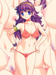 breasts highres miyama_amehiko miyama_kannon nude princess_athena purple_hair pussy see-through uncensored