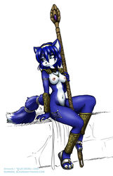 2006 anthro blue_deer blue_fur breasts female female_only fox fur furry furry_only highres krystal nintendo nipples nude shoes solo star_fox tail toes