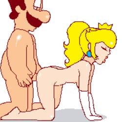 animated blonde_hair female gif human human_only legoman loop looping_animation lowres luigi male mario_(series) nintendo penis pixel_animation pixel_art princess_peach sex straight straight_hair uncensored white_background