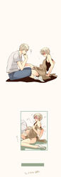 2boys axis_powers_hetalia berwald_oxenstierna blonde_hair blush bottomless finland_(hetalia) glasses handjob highres long_image male multiple_boys open_mouth pant penis spread_legs sweatdrop sweden_(hetalia) tall_image tino_vainamoinen trembling yaoi