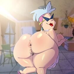 1girls alternate_version_available anus apron big_ass big_butt bunny_bravo cartoon_network glasses huge_ass huge_butt johnny_bravo_(series) light-skinned_female light_skin looking_at_viewer looking_back mature mature_female milf mother naked_apron pokachu_(artist) pussy rear_view voluptuous voluptuous_female warner_brothers wide_hips