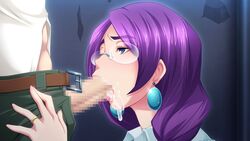 butcha-u cum cum_in_mouth eroquis fellatio glasses hair inoue_aoi jutaijima oral penis purple_hair