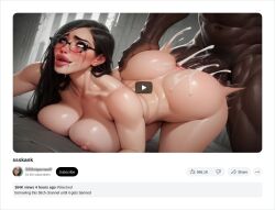 ahe_gao ai_generated anal bent_over big_breasts big_butt big_penis black_hair blacked cum_in_pussy curvy dark-skinned_male dark_hair glasses hungward muscular_male reacting real_person recording runny_makeup sssniperwolf straight vaginal_penetration youtube youtube_video