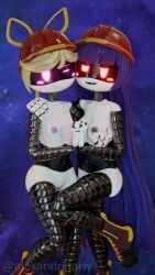 2girls 3d 3d_(artwork) alexandrstariy blue_hair cute doll_(murder_drones) drone female female_only glitch_productions gold_hair golden_hair lesbian lizzy_(murder_drones) murder_drones nsfw pink_eyes red_eyes robot robot_girl russian_girl stepanaan tagme white_body yuri