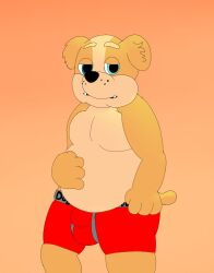 2023 anthro belly blue_eyes bulge bulldog canid canine canis chubby_face clothing colored detailed_bulge digital_drawing_(artwork) digital_media_(artwork) domestic_dog ear_tuft english_bulldog eyebrows genital_outline hand_on_belly looking_at_viewer male male_only mammal mastiff molosser munchy_(xmunchyx) overweight sheath_bulge sheath_outline slightly_chubby slightly_chubby_male smile smiling_at_viewer solo teeth tuft underwear xmunchyx