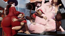 1boy 1girls cum_in_pussy diddy_kong donkey_kong_(series) female hex3d huge_ass huge_breasts huge_cock male mario_(series) monkey pauline sex venus_body