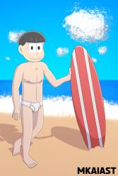 1boy anthro background beach briefs feet leaning_on_object male male_only matsuno_osomatsu mkaiast nipples osomatsu-kun osomatsu-san outdoor outdoors outside pantless shirtless short_hair solo standing summer surfboard underwear underwear_only