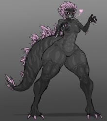 anthro anthro_only big_breasts bottom_heavy breasts claws female female_only godzilla godzilla_(series) godzilla_x_kong:_the_new_empire monsterverse muscular_thighs purple_hair rule_63 spikes tail thick_thighs thighs wide_hips zzzhodazzz