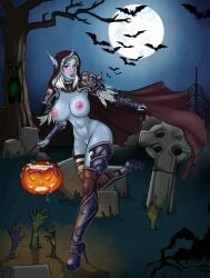 1girls athletic athletic_female blizzard_entertainment blue_skin forsaken futabox halloween high_heel_boots high_heels jack-o'-lantern solo sylvanas_windrunner thick_thighs thighhighs undead undead_(warcraft) warcraft wide_hips world_of_warcraft