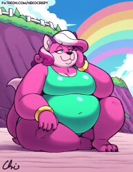 bbw big_breasts breasts cleavage female furry melody_amaranth nekocrispy one-piece_swimsuit overweight super_lesbian_animal_rpg tagme thick_thighs trans_woman transfem wide_hips