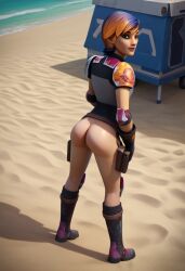 1girls ai_generated beach mandalorian_armor outdoors outside presenting_pussy pussy sabine_wren solo solo_focus standing star_wars star_wars_rebels