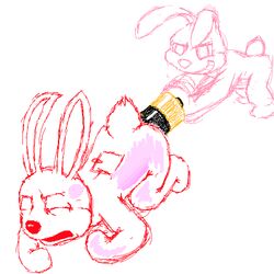 ambiguous_gender anal anal_insertion battery duracell duracell_bunny insertion jackrlupus lagomorph penetration rabbit sketch