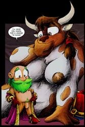 bovine breasts drake_fenwick english_text female flaccid gnome large_breasts male nipples nude penis size_difference small_penis small_penis_humiliation tauren text undressing video_games warcraft world_of_warcraft