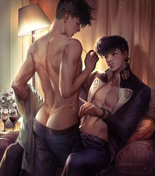 cdash817 diamond_is_unbreakable jojo's_bizarre_adventure josuke_higashikata male rohan_kishibe tagme yaoi