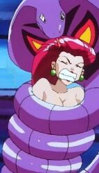 arbok coiling feral human jessie_(pokemon) pokémon_(species) pokemon snake team_rocket