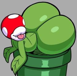 1boy ass big_ass bubble_butt dat_ass dumptruck_ass fat_ass femboy grey_background huge_ass inuzu large_ass male male_only mario_(series) piranha_plant plant png simple_background solo thick_ass tongue tongue_out warp_pipe