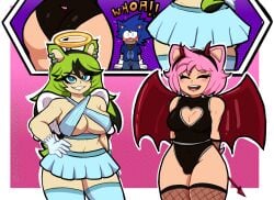 alternate_version_available amy_rose angel_girl angel_wings ass big_ass big_breasts devil_girl devil_wings gijinka halo human humanized lewdscrap medium_breasts sonic_(series) sonic_the_hedgehog sonic_the_hedgehog_(idw) sonic_the_hedgehog_(series) suprised surge_the_tenrec