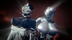 2girls 3d 3d_(artwork) ada-1 big_breasts breasts breasts_out destiny_(game) destiny_(video_game) destiny_2 duo elsie_bray exo exo_stranger glowing huge_breasts looking_at_viewer nipples robot robot_girl robot_humanoid sonicfreak